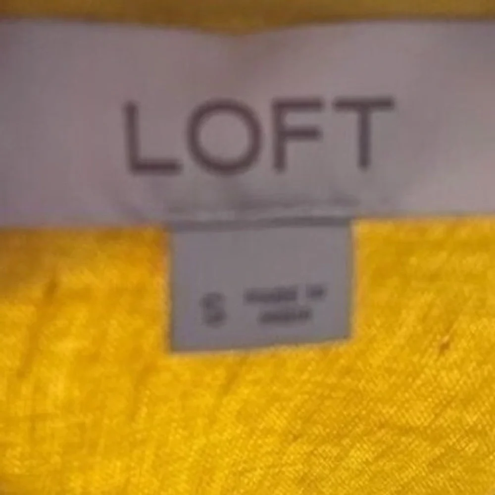 LOFT Mustard Yellow Linen Blend Balloon Sleeve Boat Neck V-Back Blouse‎ Small